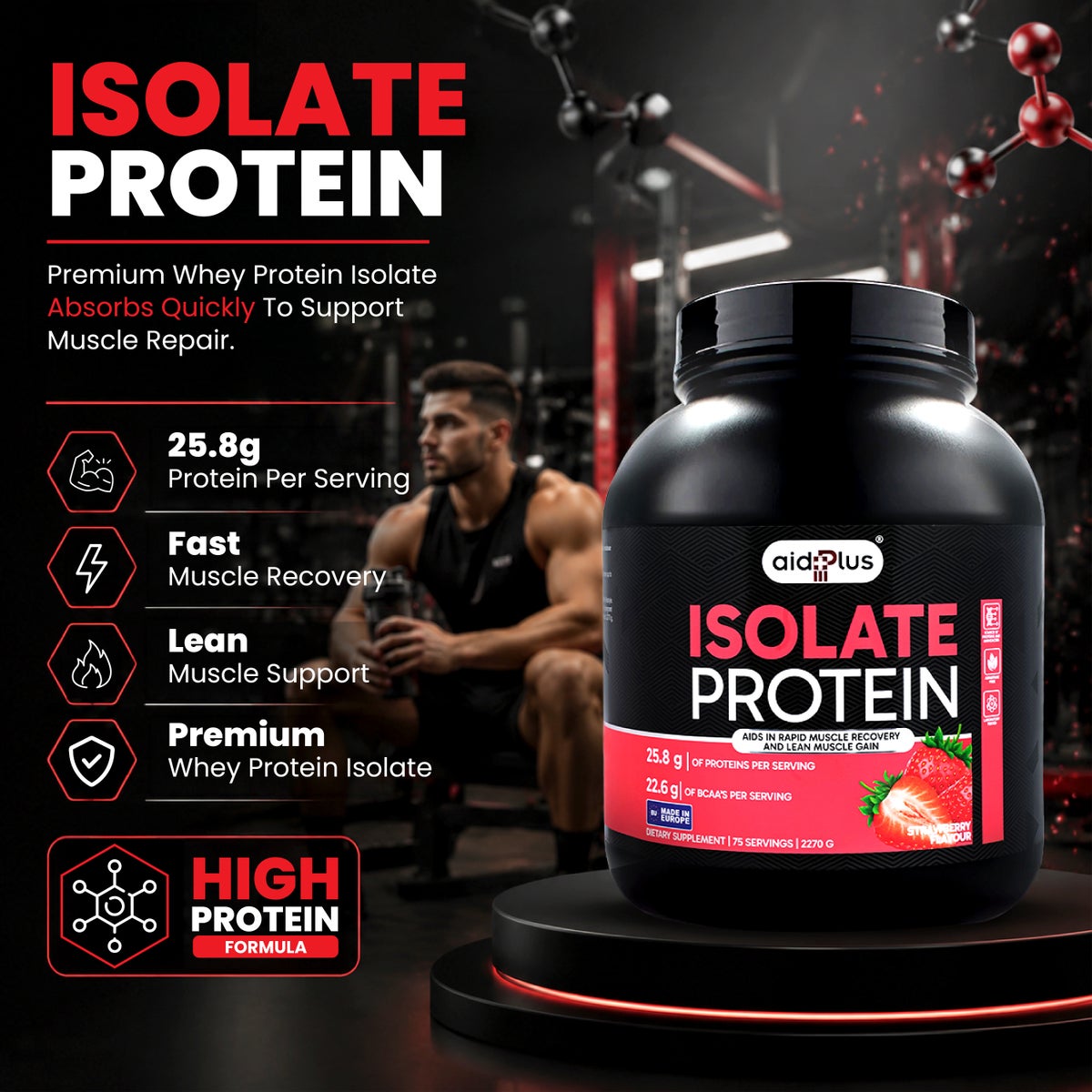 Aid Plus Isolate Protein Strawberry 2270g