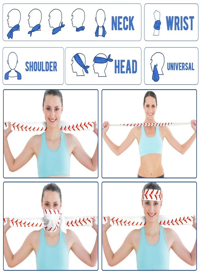 Lonfliness 12 Pcs Baseball Cooling Towels 38x12 Inch Breathable Baseball Microfiber Ice Towel Fast Drying Workout Rags Bulk Sport Team Gift for Team Gym Running Coach Sport Party Favors(White,Blue) - Image 4