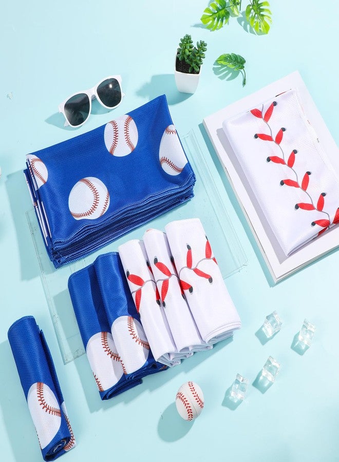 Lonfliness 12 Pcs Baseball Cooling Towels 38x12 Inch Breathable Baseball Microfiber Ice Towel Fast Drying Workout Rags Bulk Sport Team Gift for Team Gym Running Coach Sport Party Favors(White,Blue) - Image 5
