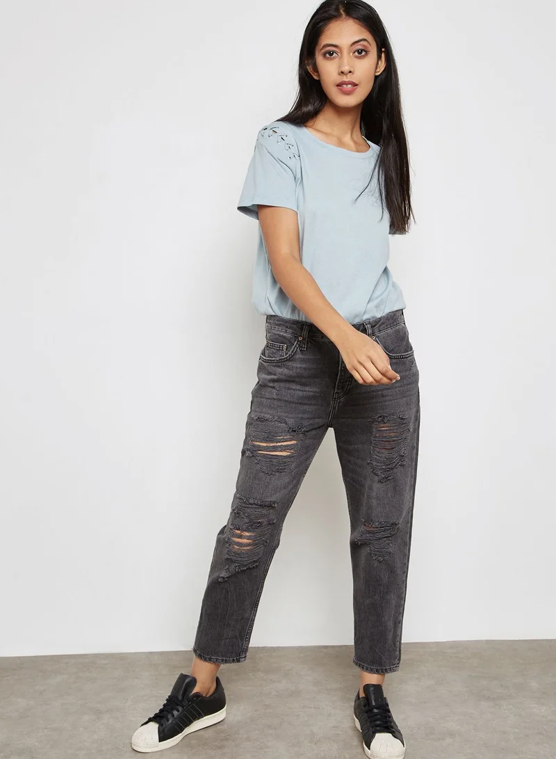 GLAMOROUS Embellished Detail T-Shirt