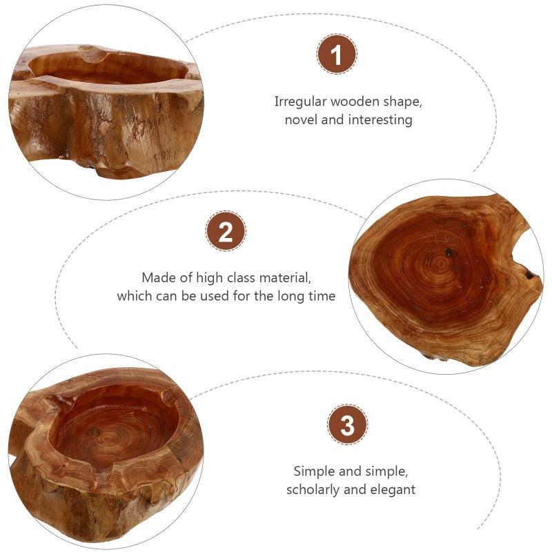 Wooden Ash Tray Medium Irregular Shape 18 To 23 Cm Decorative Craft Holder For Home Office Desktop Smoking Use - Image 4