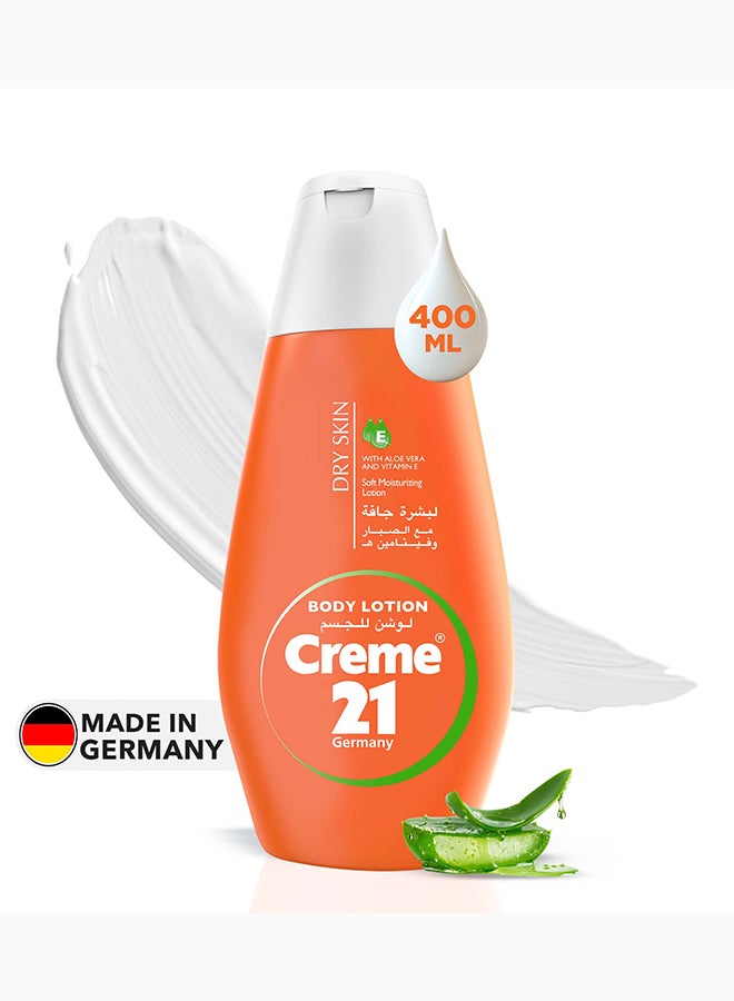 Creme 21 Body Lotion for Normal to Dry Skin - 400ml | Soft Moisturization With Vitamin E & Aloe Vera | Hydrating Formula for 24H Moisture Barrier Protection | Lightweight & Non Sticky | Made in German