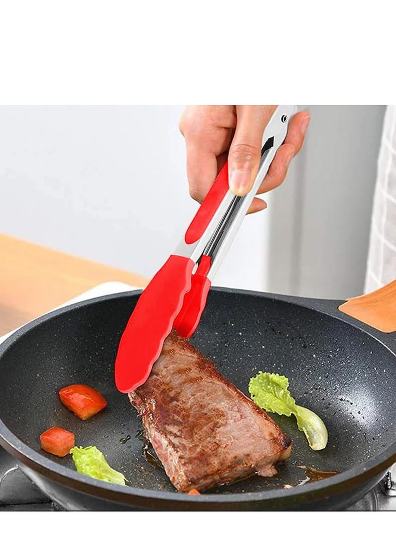 طقم أدوات طهي من السيليكون بسطح مانع للالتصاق مكون من 12 قطعة  (احمر) - Image 3