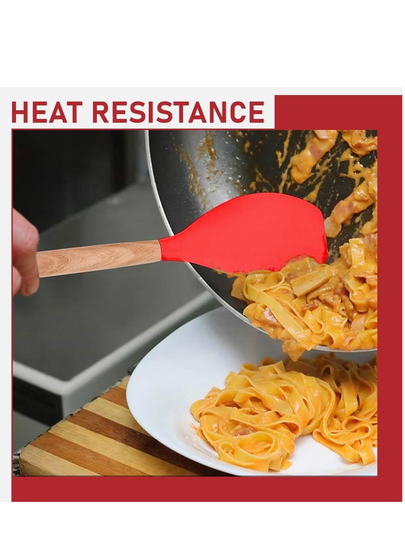 طقم أدوات طهي من السيليكون بسطح مانع للالتصاق مكون من 12 قطعة  (احمر) - Image 4