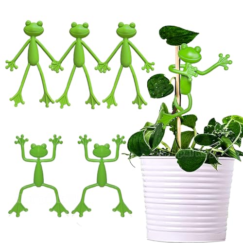 TNDCKP (5Pcs) Frog Plant Stand, Frog Plant Holder, Flower Pot Hugger Plant Climbing Fixture Clips, Cute & Stable Support, Make Your Plants Stand More Upright, For Indoor, Outdoor - Image 1