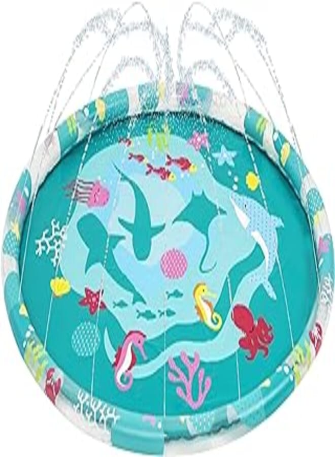 Bestway Bestway sprinkler splash pad, kids outdoor garden paddling pool, marine-life ocean print splash pad sprinkler, ages 2+ 