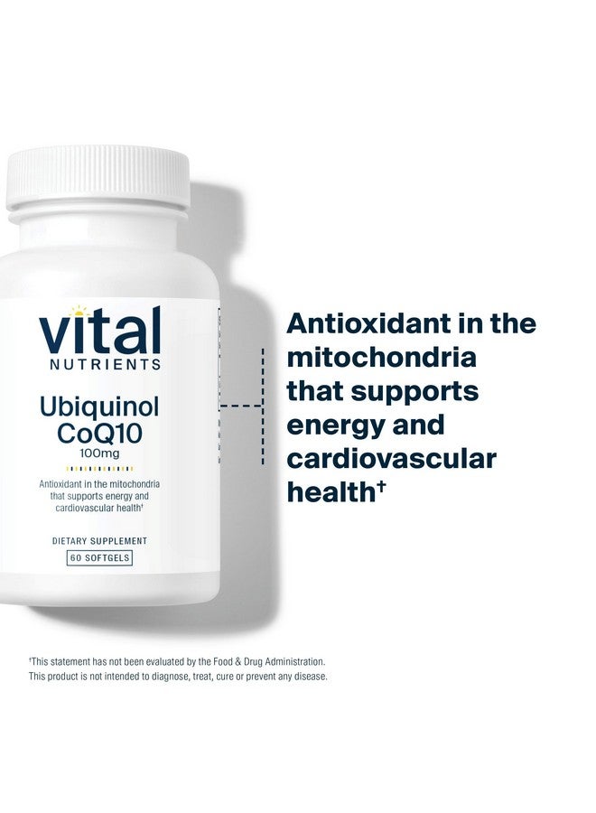 Vital Nutrients Ubiquinol CoQ10 100mg | Activated Form of Coenzyme Q10 | Potent Antioxidant to Support Cardiovascular and Brain Health* | Gluten and Dairy Free | 60 Vegetarian Softgels - Image 3