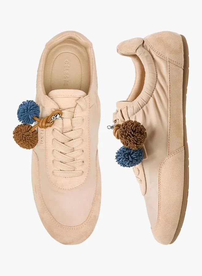 Celeste Women Pom-Pom Detail Ankle Sneakers
