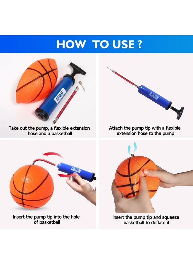 GSE Games & Sports Expert GSE Games & Sports Expert 6 Pack Sports Balls with Pump & Mesh Bag, Included 5" Basketball, 5" Volleyball, 5" Soccer Ball, 5" Playground Ball, 6.5" Football & 2.75" Baseball  - Image 4