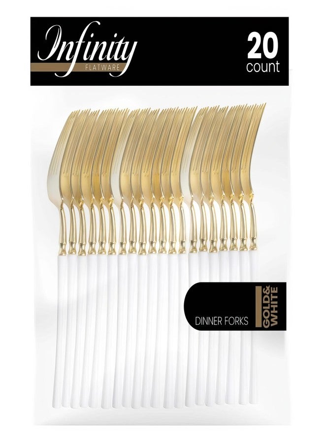 Blue Sky Infinity Flatware Gold & White Dinner Forks - 20 Count | Chic Disposable Plastic Cutlery for Elegant Events and Parties - Image 3