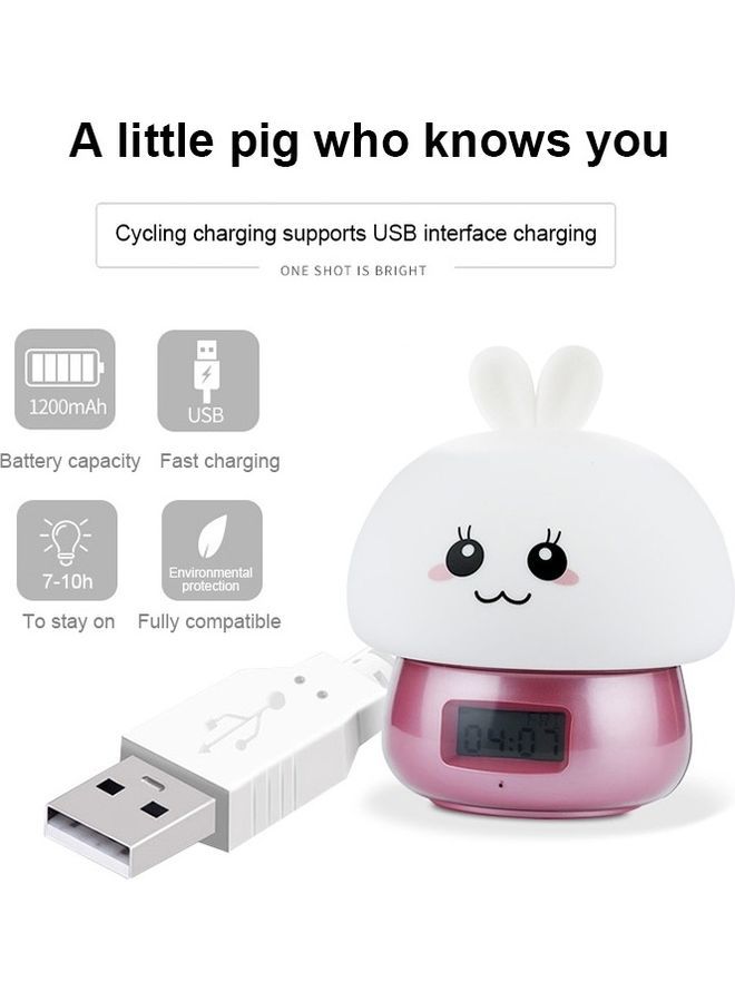 NIBEMINENT DIY Recordable Alarm Clock With Night Light White/Pink/Black - Image 3