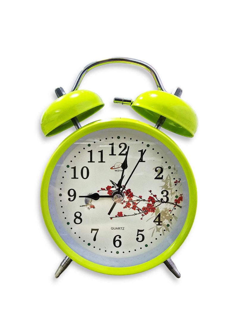 Generic Mini alarm clock, cute office decor, special gift, bedroom decor, with rose-shaped background, green color  - Image 1