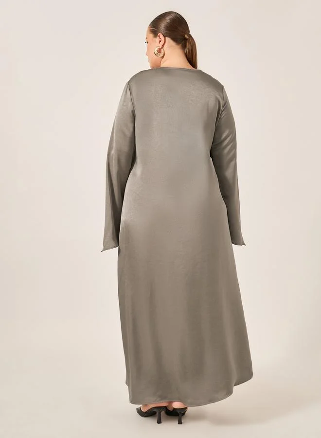Styli Satin Tie-Neck Dress