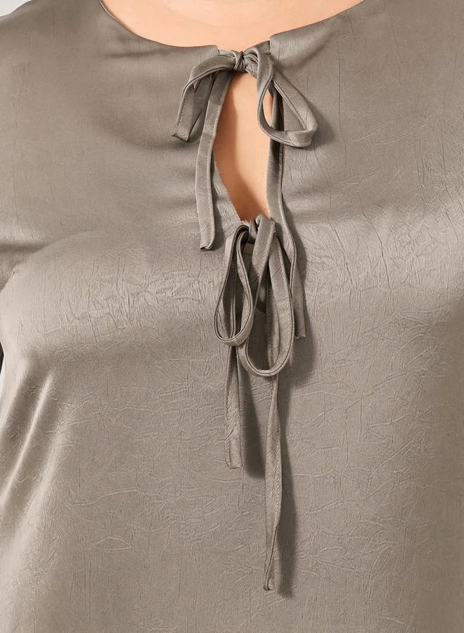 Styli Satin Tie-Neck Dress