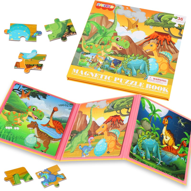 NASHRIO Magnetic Puzzles for Kids Ages 46 20Piece Travel Toys Dinosaur Toddler Puzzles Ages 24 Educational Learning Magnets Ideal Road Trip Activities Toys for 2 3 4 5 6 Boys and Girls - Image 3