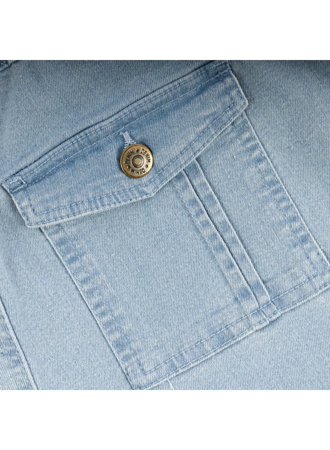 MARWAN Boys Denim Cargo Pants with Elastic Waistband & Drawstring | Indigo Denim | Multi-Pocket Casual Long Pants - Image 4