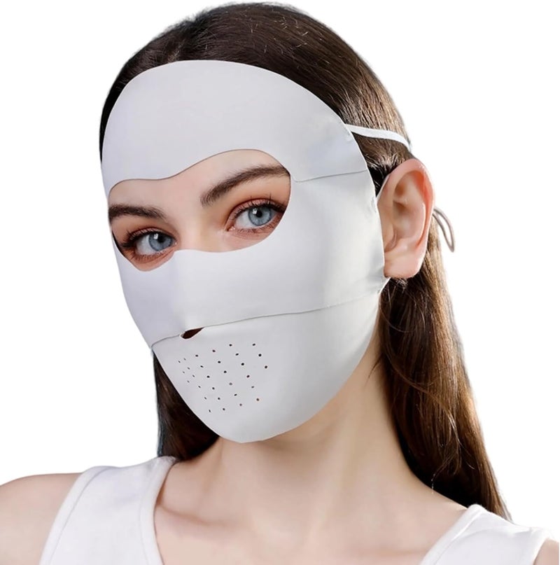 Excefore Full-Face Sun Protection Mask with UPF 50+ UV Protection - Light Grey - Image 1