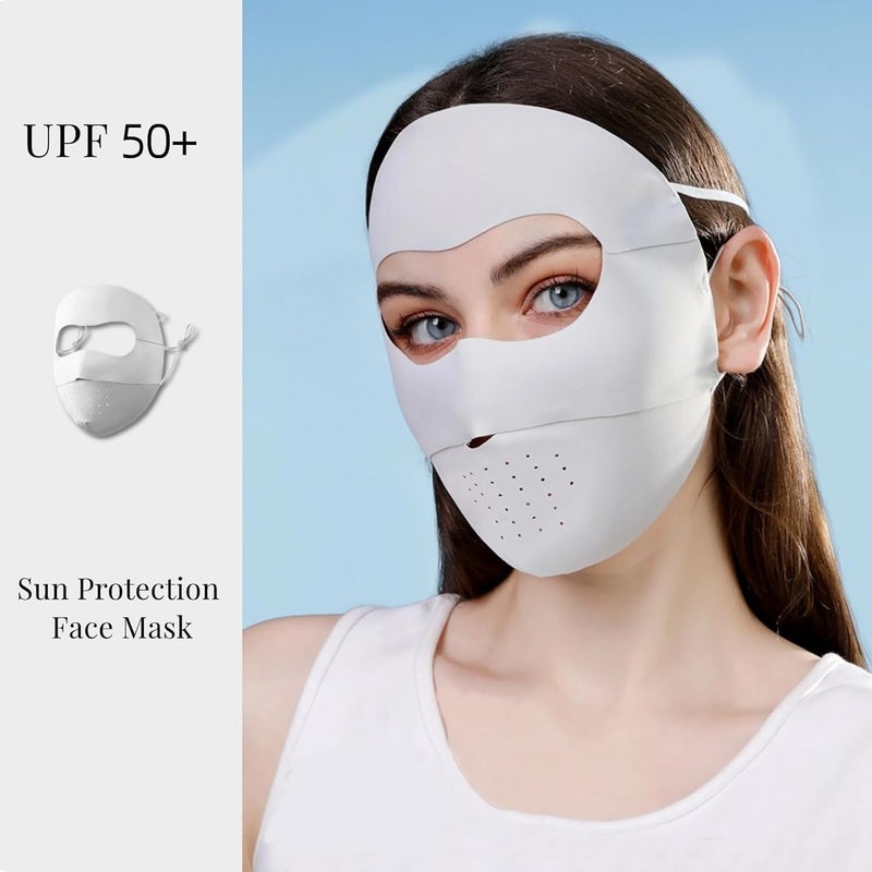 Excefore Full-Face Sun Protection Mask with UPF 50+ UV Protection - Light Grey - Image 3