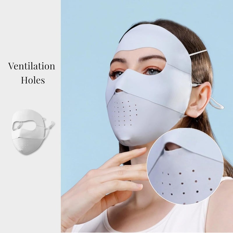 Excefore Full-Face Sun Protection Mask with UPF 50+ UV Protection - Light Grey - Image 4