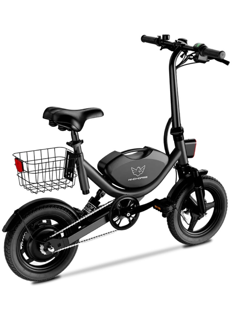 ويندهورس دراجة كهربائية Windhorse W3 قابلة للطي بقوة 500 واط للبالغين، بطارية 36 فولت 8 أمبير، سرعة تصل إلى 35 كم/س، مدى 19–35 كم، عجلات 14 إنش، نظام تعليق مزدوج، فرامل قرصية، سلة أمامية - Image 2