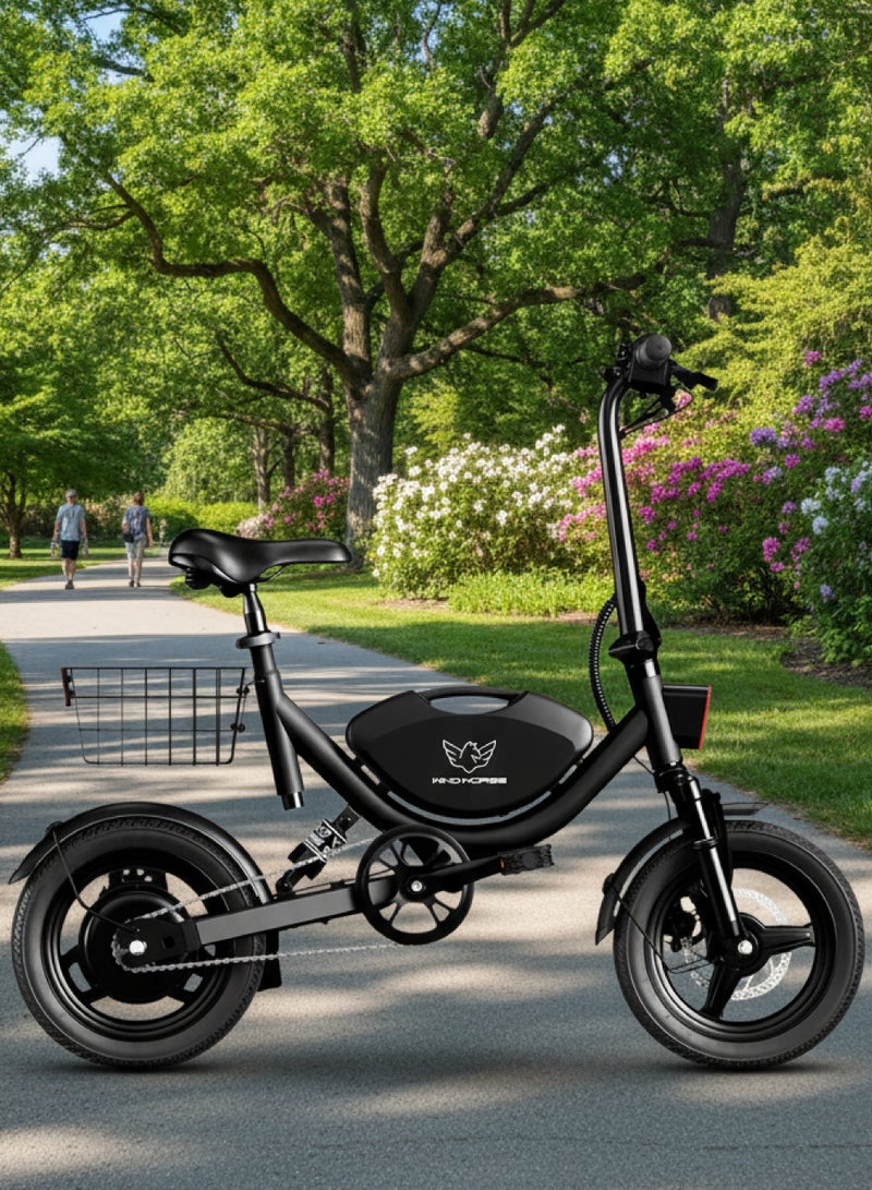 ويندهورس دراجة كهربائية Windhorse W3 قابلة للطي بقوة 500 واط للبالغين، بطارية 36 فولت 8 أمبير، سرعة تصل إلى 35 كم/س، مدى 19–35 كم، عجلات 14 إنش، نظام تعليق مزدوج، فرامل قرصية، سلة أمامية - Image 5