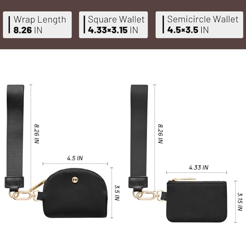 MEXS Keychain Wallet Mini Zip Around Wristlet Wallets for Women Detachable Dual Pouch Wristlet Portable Coin Purse Small Wallets - Image 3