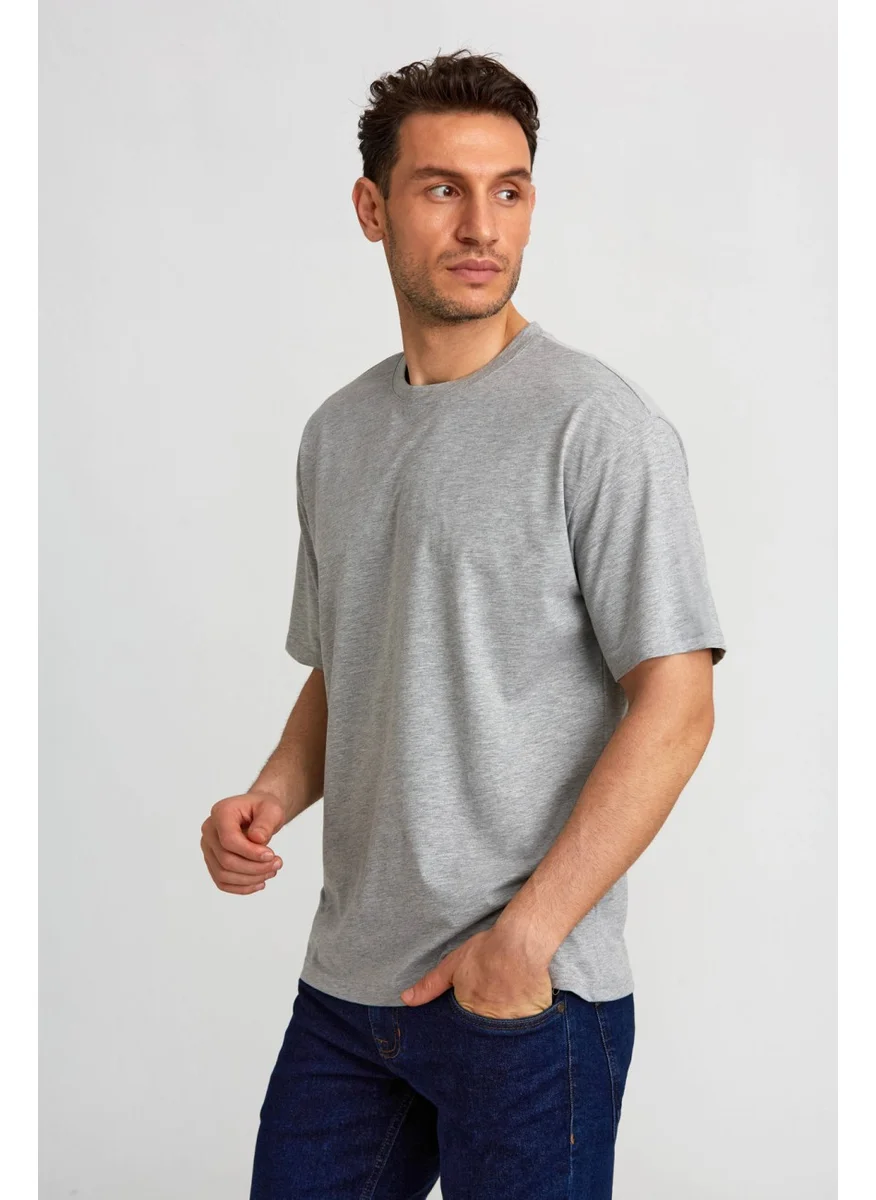 Bisse Basic Over Size T-Shirt Gray Melange TS2410N24199_D55-1