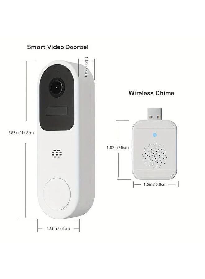 White Smart Doorbell Camera AI Human Detection Night Vision 2 Way Audio - Image 3