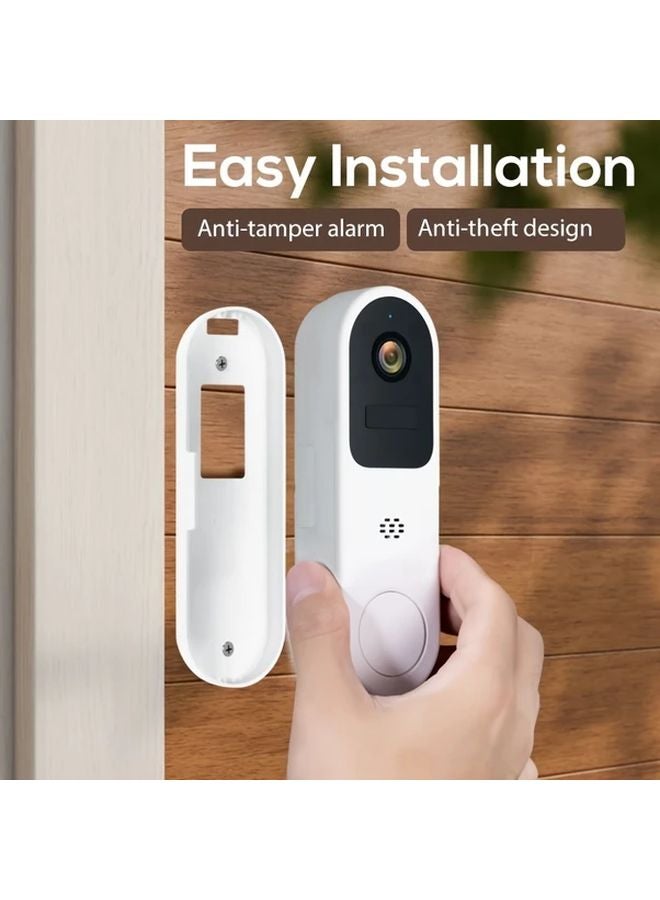 White Smart Doorbell Camera AI Human Detection Night Vision 2 Way Audio - Image 5