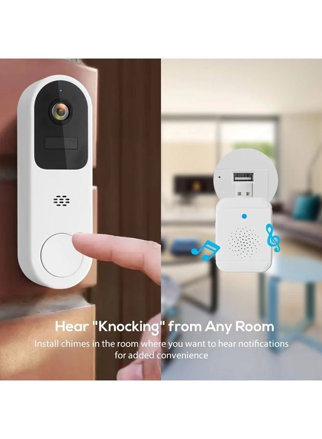 White Smart Doorbell Camera AI Human Detection Night Vision 2 Way Audio - Image 4