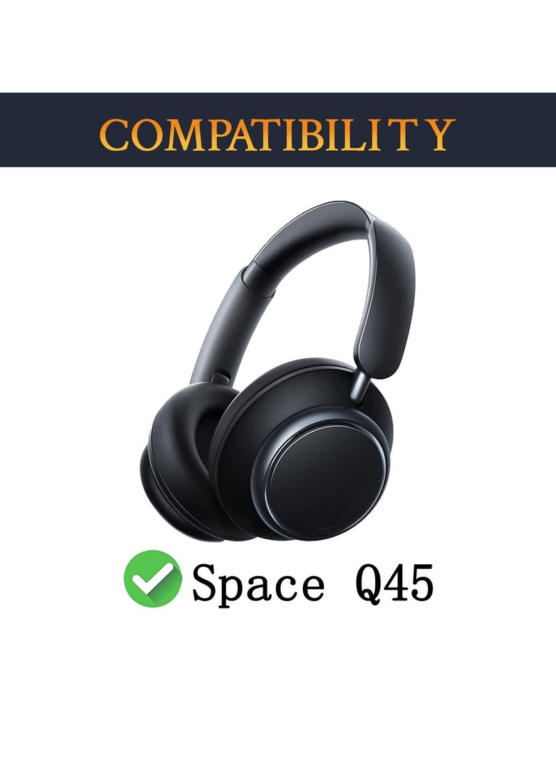 Earpads Replacement for Anker Soundcore Space Q45 Headphones,Ear Pads Cushions with Softer Protein Leather,Noise Isolation Foam,Black  - Image 2