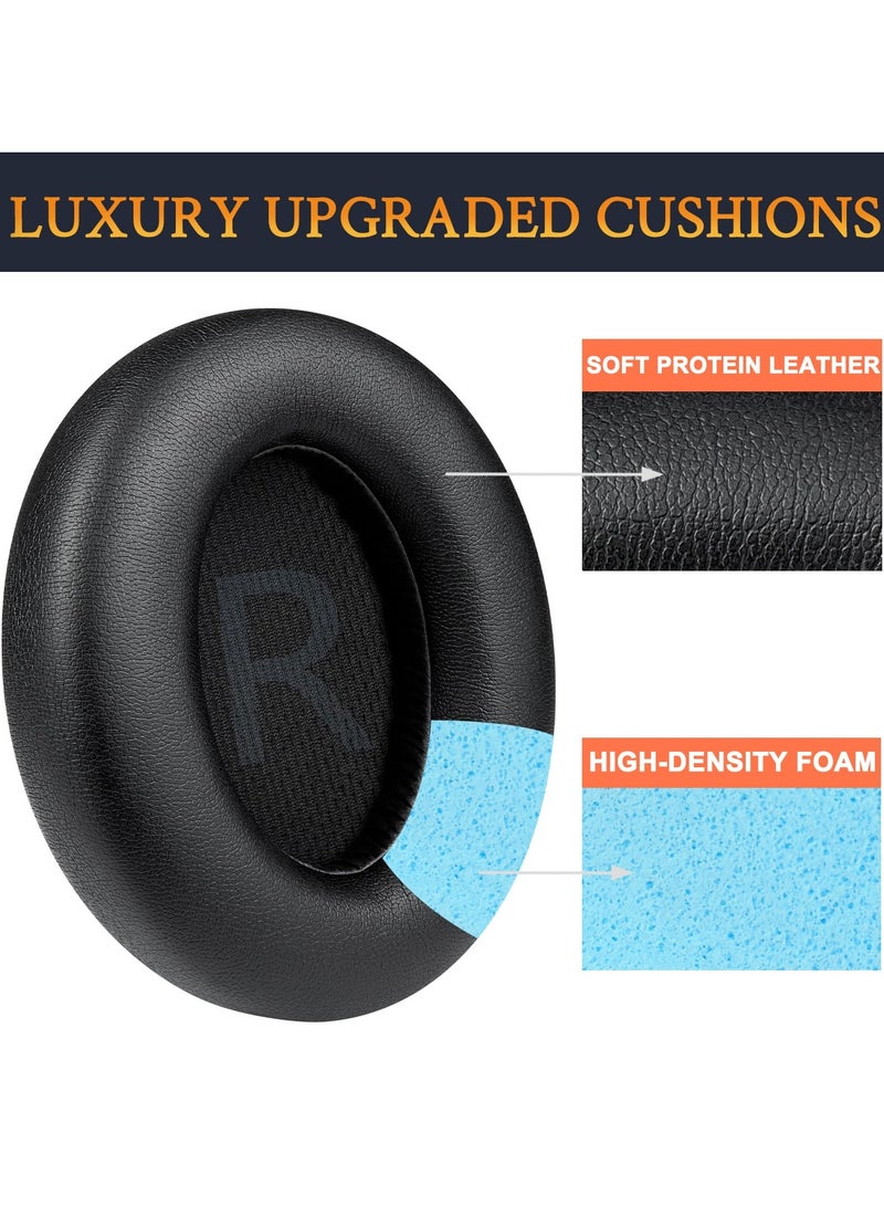 Earpads Replacement for Anker Soundcore Space Q45 Headphones,Ear Pads Cushions with Softer Protein Leather,Noise Isolation Foam,Black  - Image 3