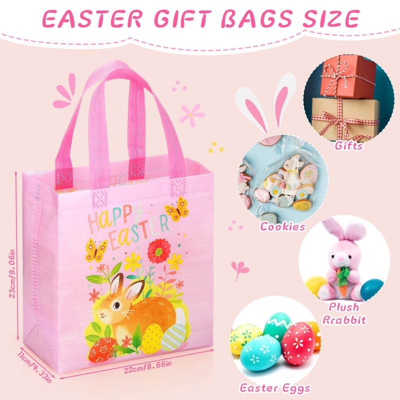Tudomro 40 Pieces Easter Tote Bags with Handles Bunny Non Woven Bags Reusable Easter Grocery Shopping Bag Kitchen - Image 2
