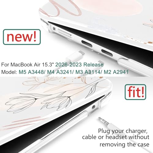 DONGKE Compatible with M5 MacBook Air 15 inch Case 2026 20252023 A3448 A3241 A3114 A2941 M4 M3 M2 Liquid Retina Display Touch ID Protective Hard Shell Cover Keyboard Skin Abstract Flowers - Image 3