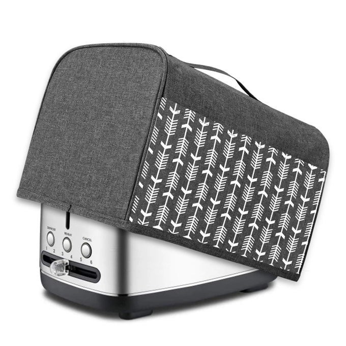 2 SLICE TOASTER COVER WITH POCKETS AND TOP HANDLE NYLON TOASTER COVER FITS FOR MOST STANDARD 2 SLICE TOASTERS GRAY WITH ARROW