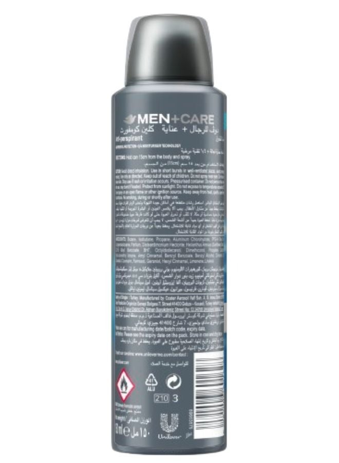 DOVE MEN Antiperspirant Deodorant Body Spray, Clean Comfort, Triple Defense Technology 150ml - Image 2