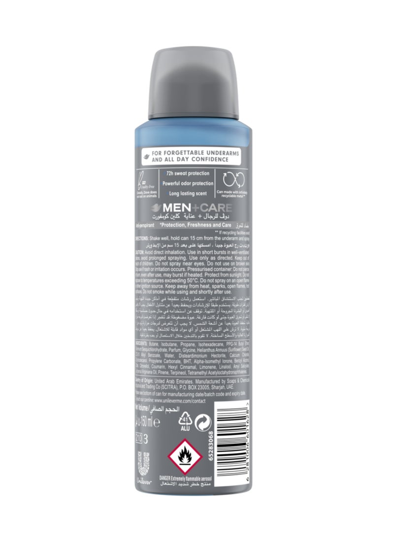DOVE MEN Antiperspirant Deodorant Body Spray, Clean Comfort, Triple Defense Technology - Image 2