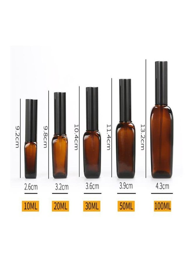 Erioctry 3PCS Empty Refillable Square Amber Glass Cream Lotion Pump Press Bottles Cosmetic Storage Container Vial Jars Holder Pot For Makeup Lotion Emulsion Essential Oil Dispenser 50ml/1.7oz - Image 5