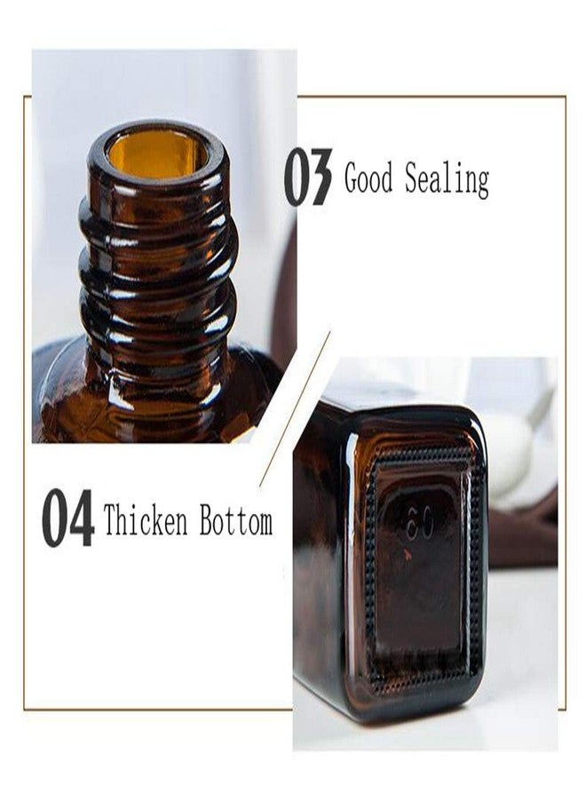 Erioctry 3PCS Empty Refillable Square Amber Glass Cream Lotion Pump Press Bottles Cosmetic Storage Container Vial Jars Holder Pot For Makeup Lotion Emulsion Essential Oil Dispenser 50ml/1.7oz - Image 4