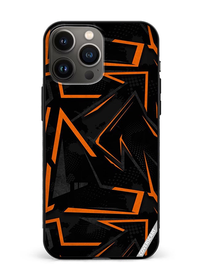 COVERSCART Protective Case Cover For Apple iPhone 13 Pro Max Black & Orrange Pattern Design Multicolour