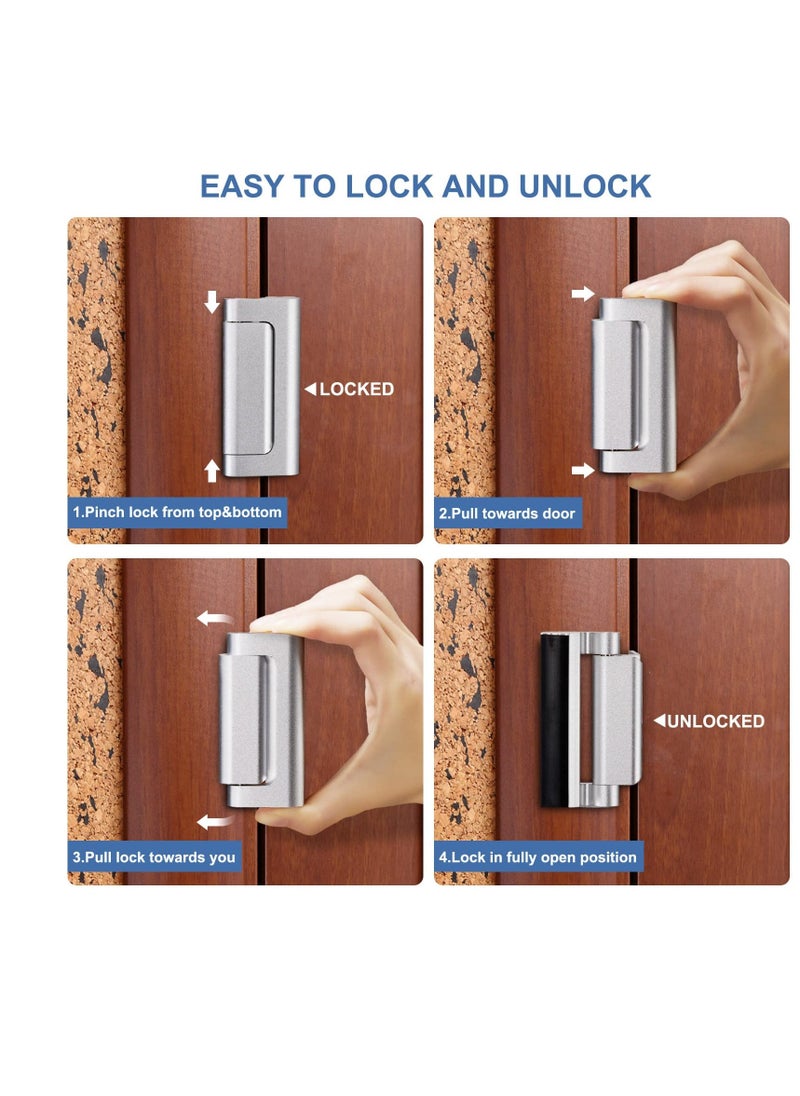 Generic Home Security Door Lock Reinforcement, 2 Pack Door Locks for Kids Safety, Door Lock with 16 Pcs Screws, Child Proof Door Locks for Doors Inside Upgrade Lock to Defend Your Home, Silver  - Image 3