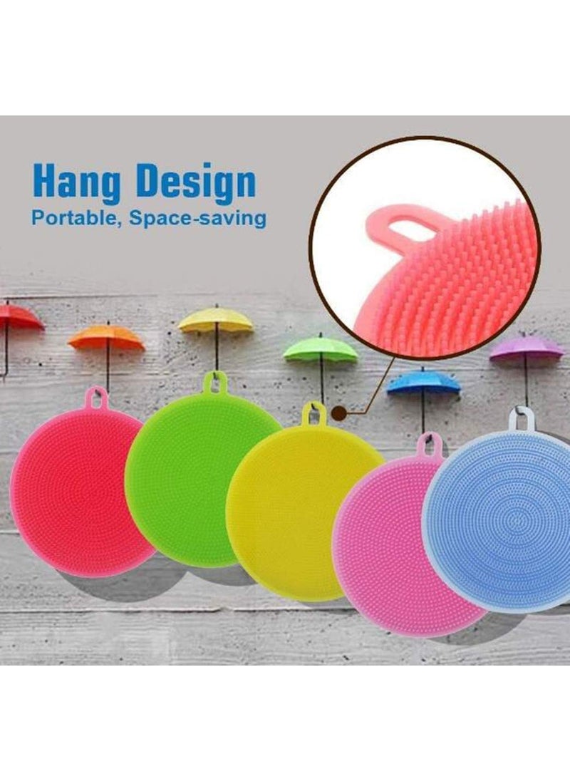 Perfect Pricee - Perfect Pricee Scrub Soft Silicone Round Cleaning Dish Washing Bowl Brush Non-Scratch for Household Kitchen Cleaner Tools Easy Remove Grease (Multicolour-Pack of 2) - Image 1