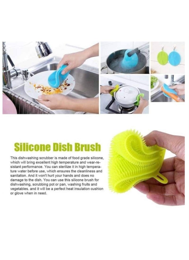 Perfect Pricee - Perfect Pricee Scrub Soft Silicone Round Cleaning Dish Washing Bowl Brush Non-Scratch for Household Kitchen Cleaner Tools Easy Remove Grease (Multicolour-Pack of 2) - Image 1