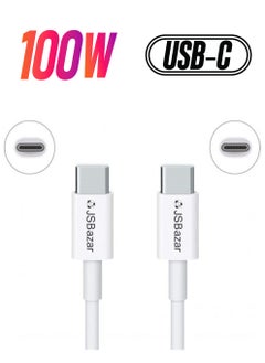 JSBazar Type-C to Type-C Data & Charging Cable - USB C-C Fast Charger 1 Meter 100 watts Fast Charger Cord for MacBook Pro 16 15 14 13 inch for MacBook Air MacBook 12  - Image 1