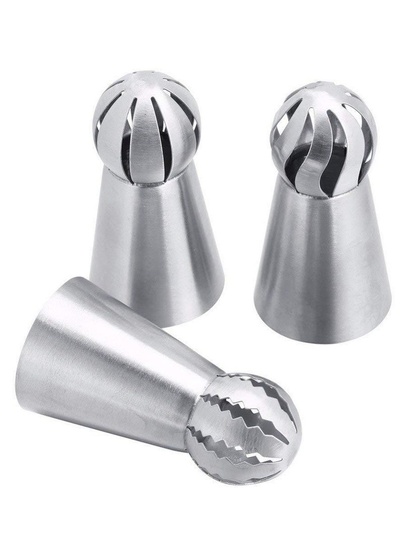 Cake Decorating Tips Kit,  7 Nozzles Flower Frosting Icing Tips Russian Ball Piping Tips, 1 Reusable Silicone Bag,1 Couplers, Set of 9 - Image 4