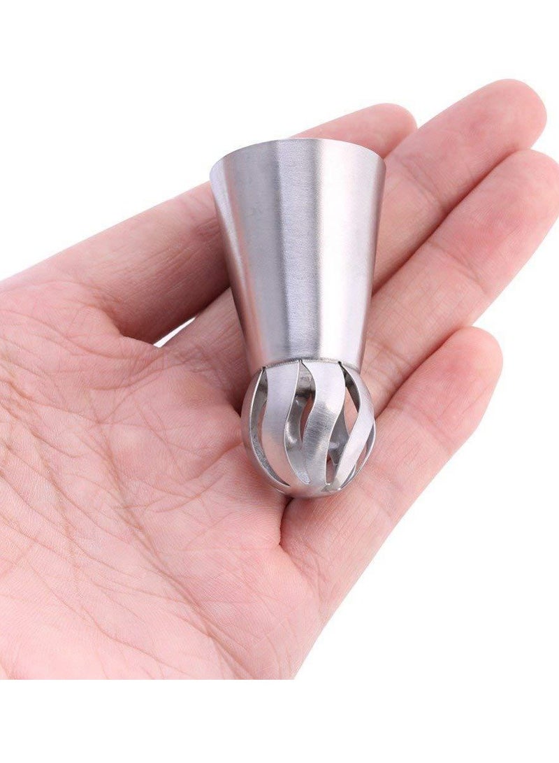 Cake Decorating Tips Kit,  7 Nozzles Flower Frosting Icing Tips Russian Ball Piping Tips, 1 Reusable Silicone Bag,1 Couplers, Set of 9 - Image 5