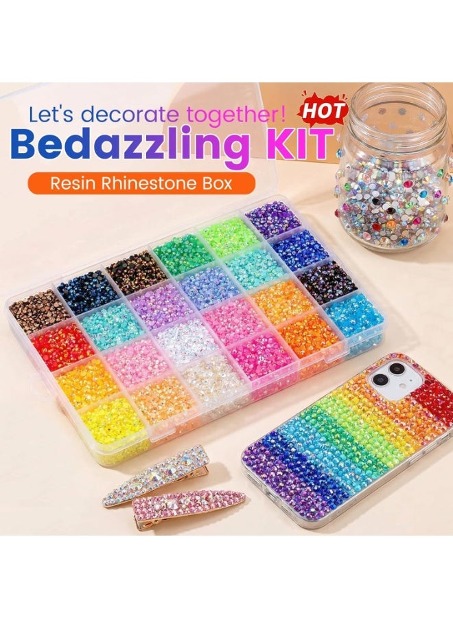 ATRJSZ Resin Jelly Rhinestones Kit for Bedazzling - 32,000pcs 3mm DIY Bulk Resin Gems Set with 3 Glues, Pickup Pen & Tweezers for Crafting, Nail Art, Tumblers, Shoes and Clothing Embellishments (24) - Image 2
