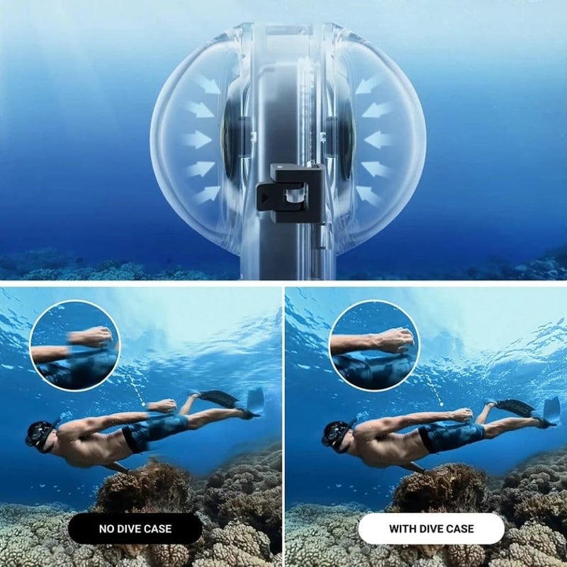 GetZget حافظة غوص تحت الماء غير مرئية بعمق 50 متر متوافقة مع كاميرا Insta360 X4 - غلاف واقي مقاوم للماء لتصوير 360°، ملحقات كاميرا متينة وعالية الأداء - Image 5