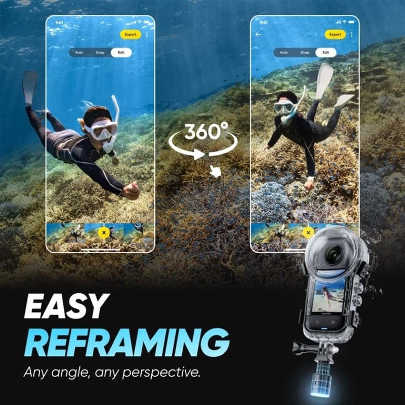 GetZget حافظة غوص تحت الماء غير مرئية بعمق 50 متر متوافقة مع كاميرا Insta360 X4 - غلاف واقي مقاوم للماء لتصوير 360°، ملحقات كاميرا متينة وعالية الأداء - Image 4