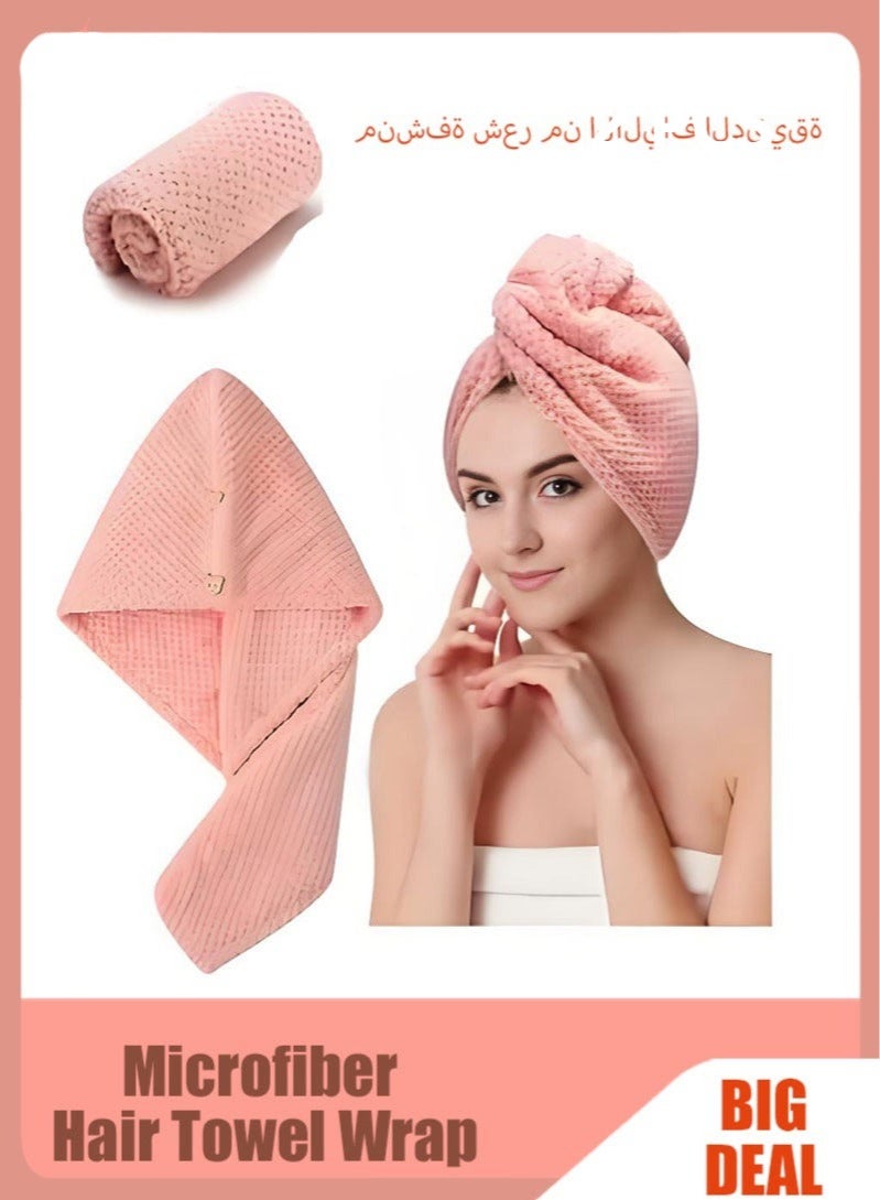 joyzzz Microfiber Hair Towel Wrap for Women, Rapid Drying Towels for Hair with Button, Soft Hair Drying Towel Wrap, Anti Frizz Hair Towels Wrap for Curly Hair, Suitable for all hairstyles(Pink) - Image 1